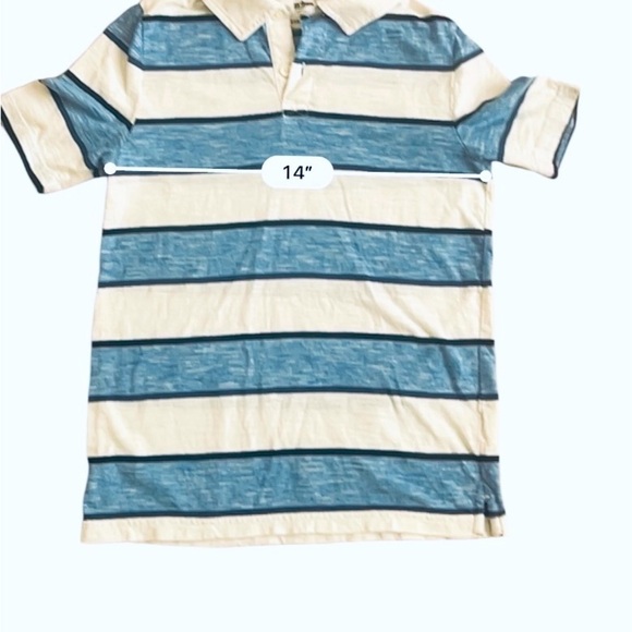 Urban Pipeline ultimate polo white blue striped short sleeve collar button Boy S - Picture 6 of 9